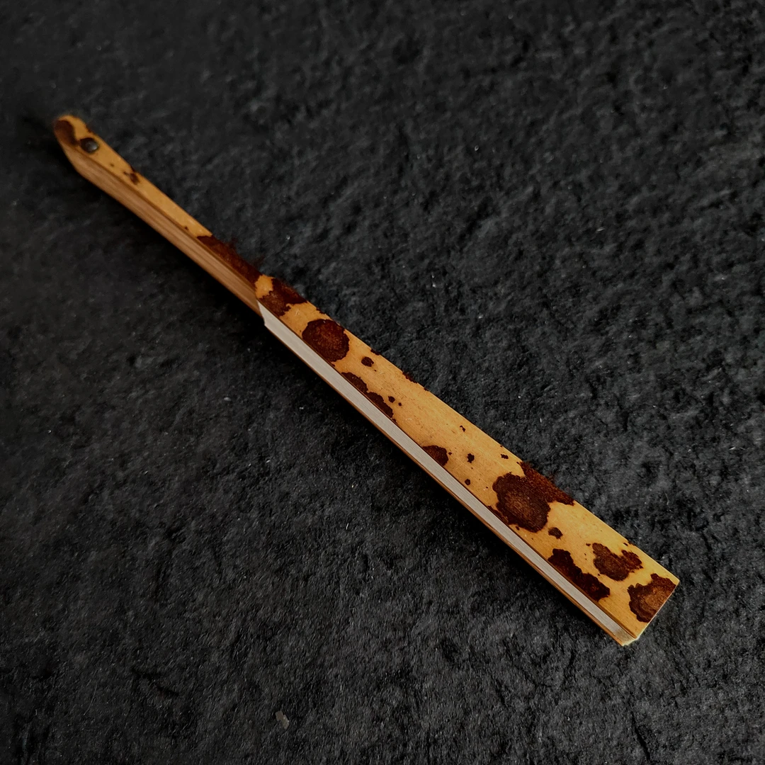 一物一图精工紫花红湘妃茄子头折扇7寸1.8口18方董吉祥制竹师傅