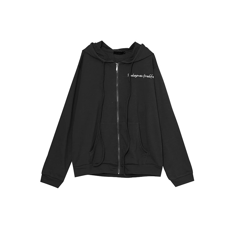 W574大码女装连帽卫衣女拉链上衣