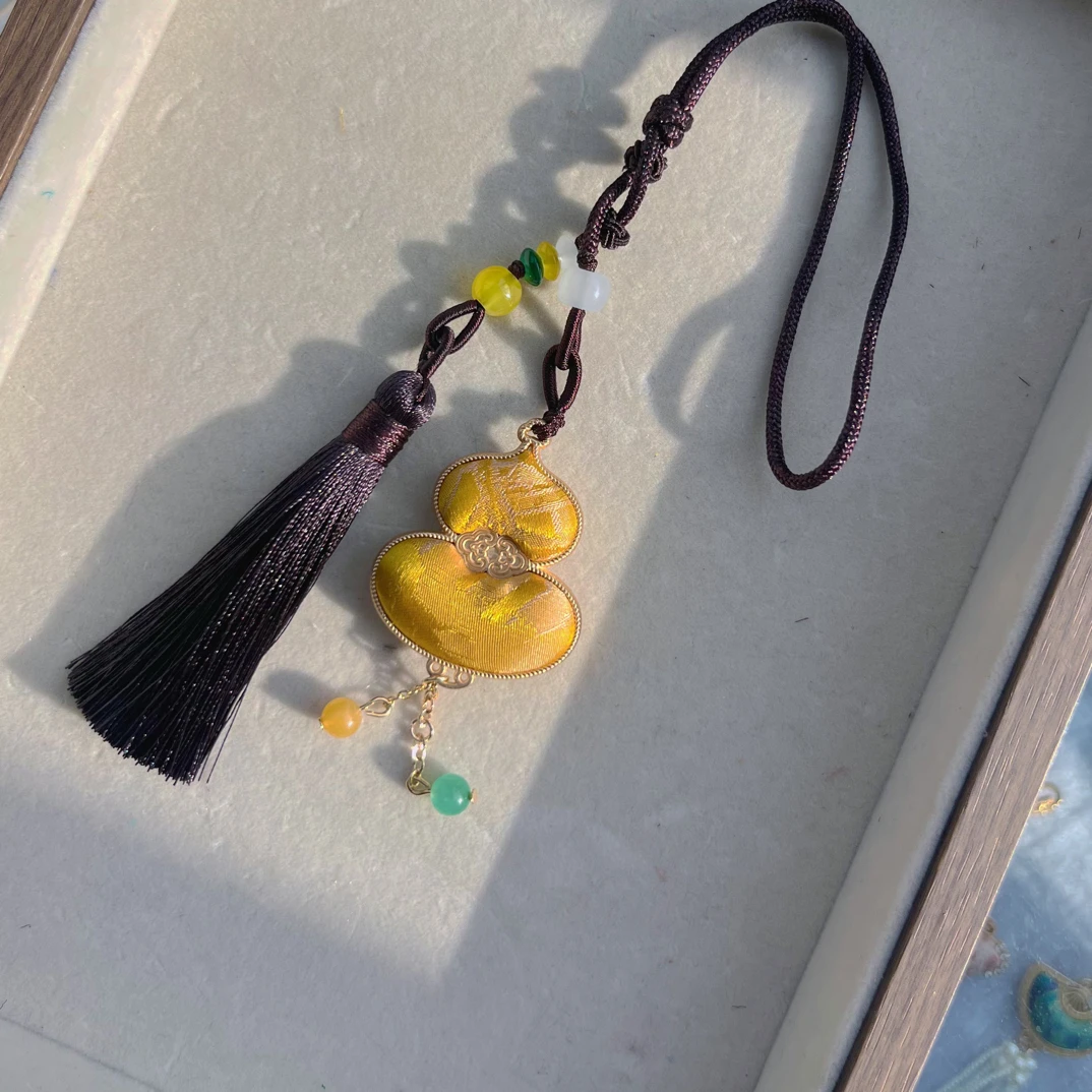 合金真丝吊坠 香云纱纯手工葫芦项链葫芦挂件汽车挂件包包挂件