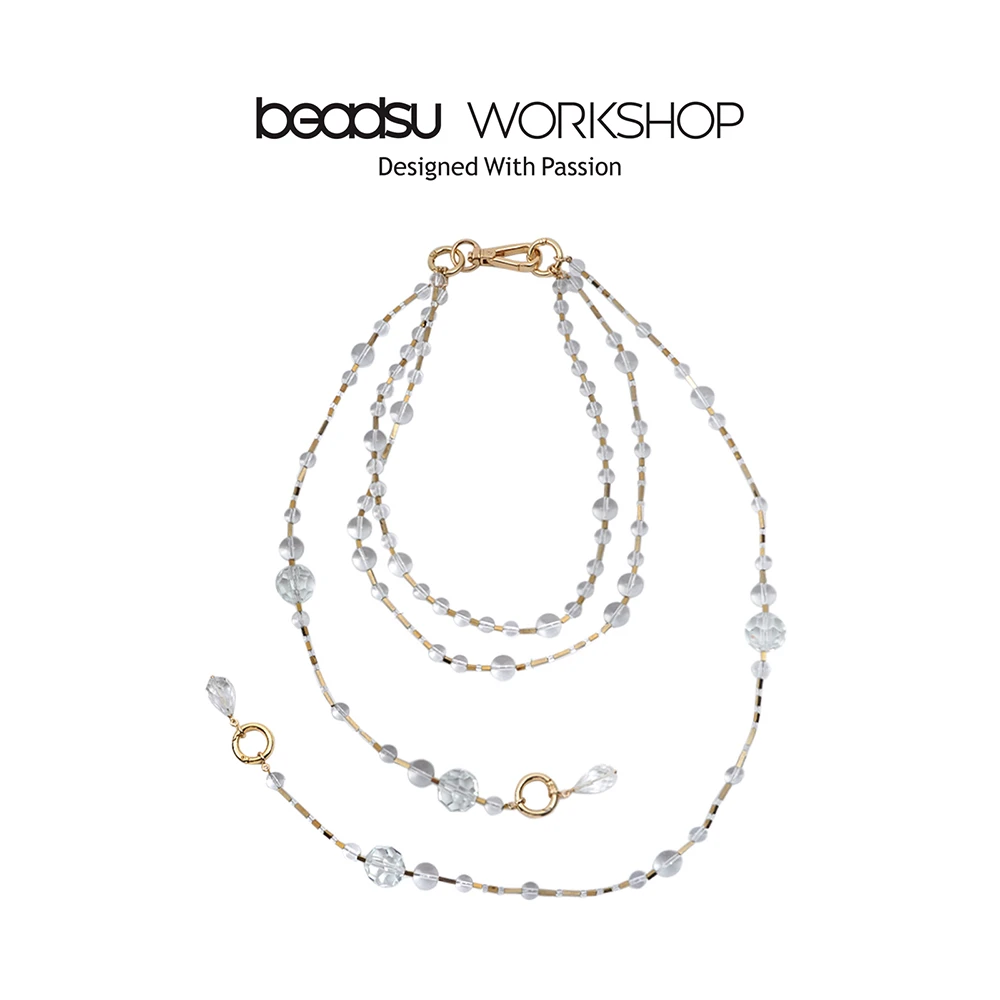 铜合金仿水晶项链 beadsu workshop 三层水晶串珠长项链 WN3812