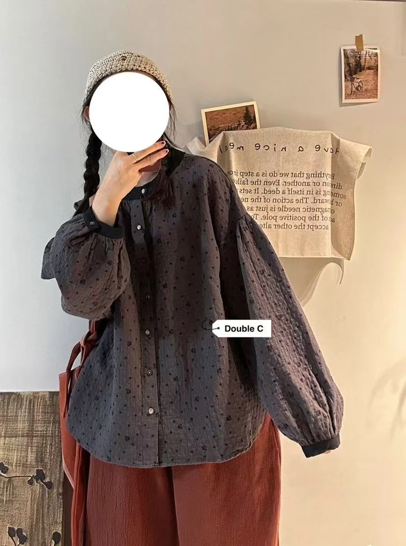 叨叨推荐款#CHAI#97359#碎花撞色上衣（冬季新款）FL