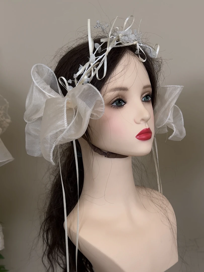 仙气蝴蝶结手工铃兰头饰 可拆卸