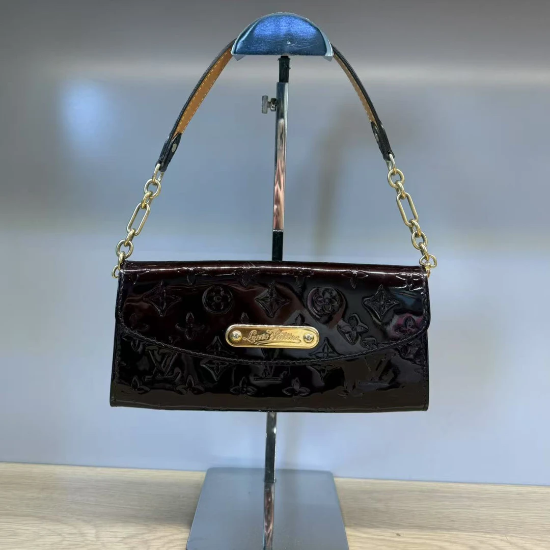 95新 LouisVuitton/路易威登 Lv Eva woc漆皮车厘子色单肩包