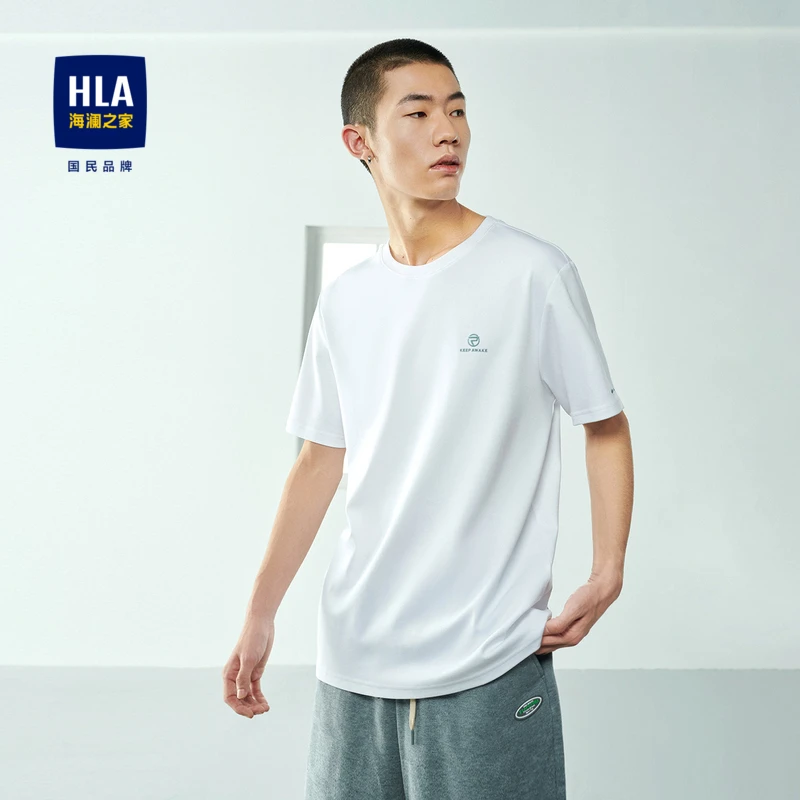 HLA/海澜之家纯棉短袖透气舒柔棉休闲短袖T恤上衣男