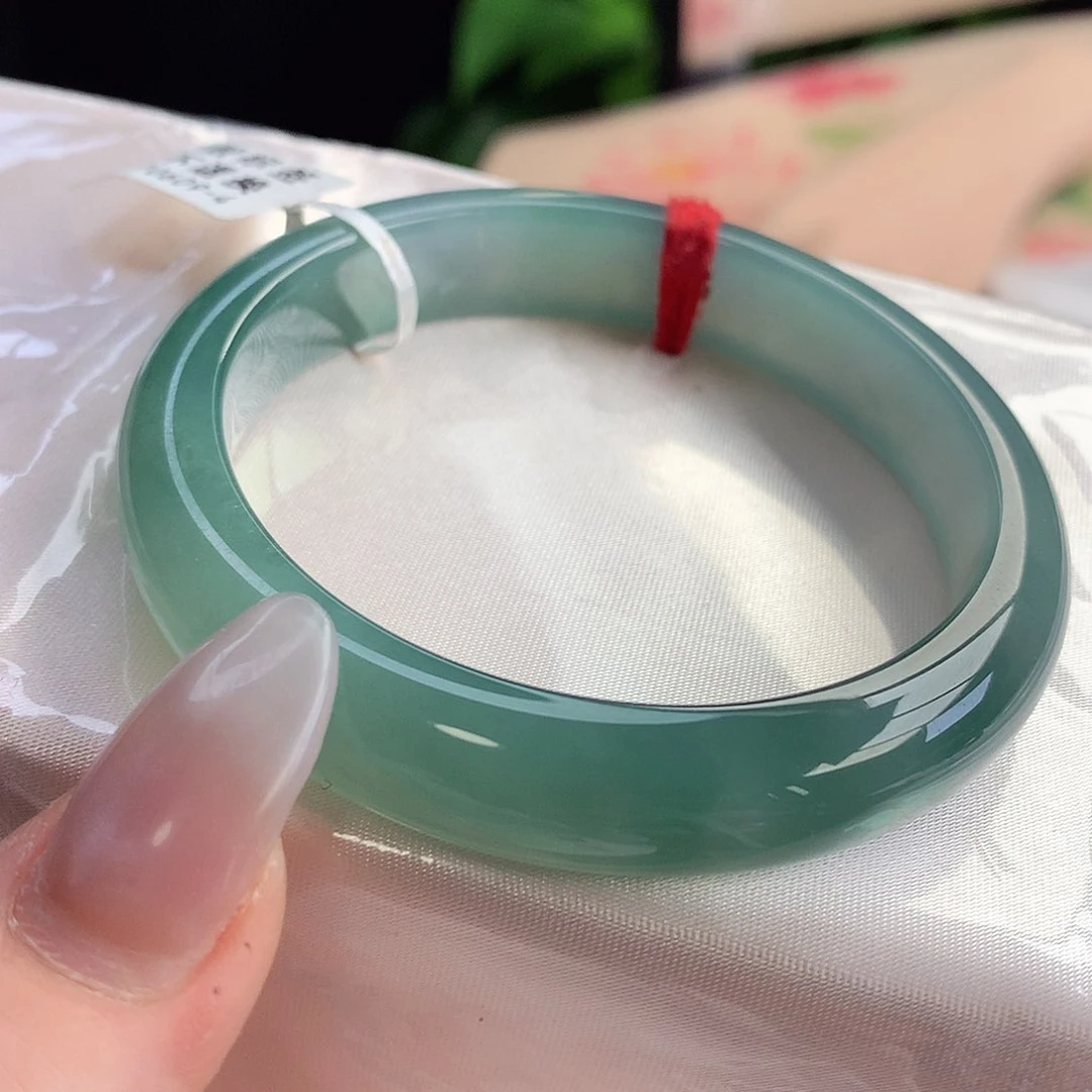 未镶嵌手镯翡翠天然A货翡翠56-57冰胶老料底湖水绿19号