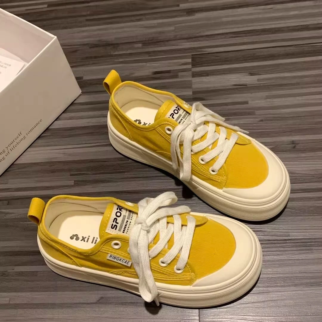 小众韩版厚底帆布鞋女款2025春夏新款不累脚休闲学生薄款小白板鞋