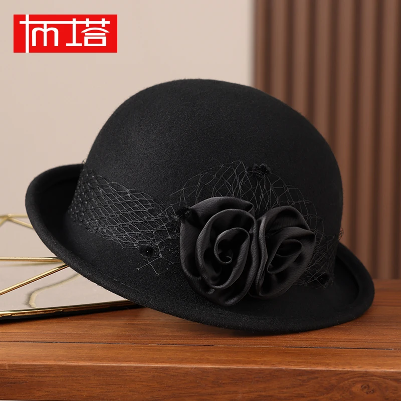 布塔秋冬新款马术帽羊毛呢帽英伦时尚百搭鸭舌帽复古小礼帽PT1387