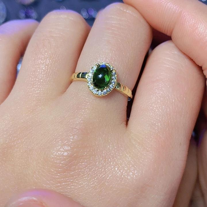 透辉石戒指银S925镶嵌佐**爱