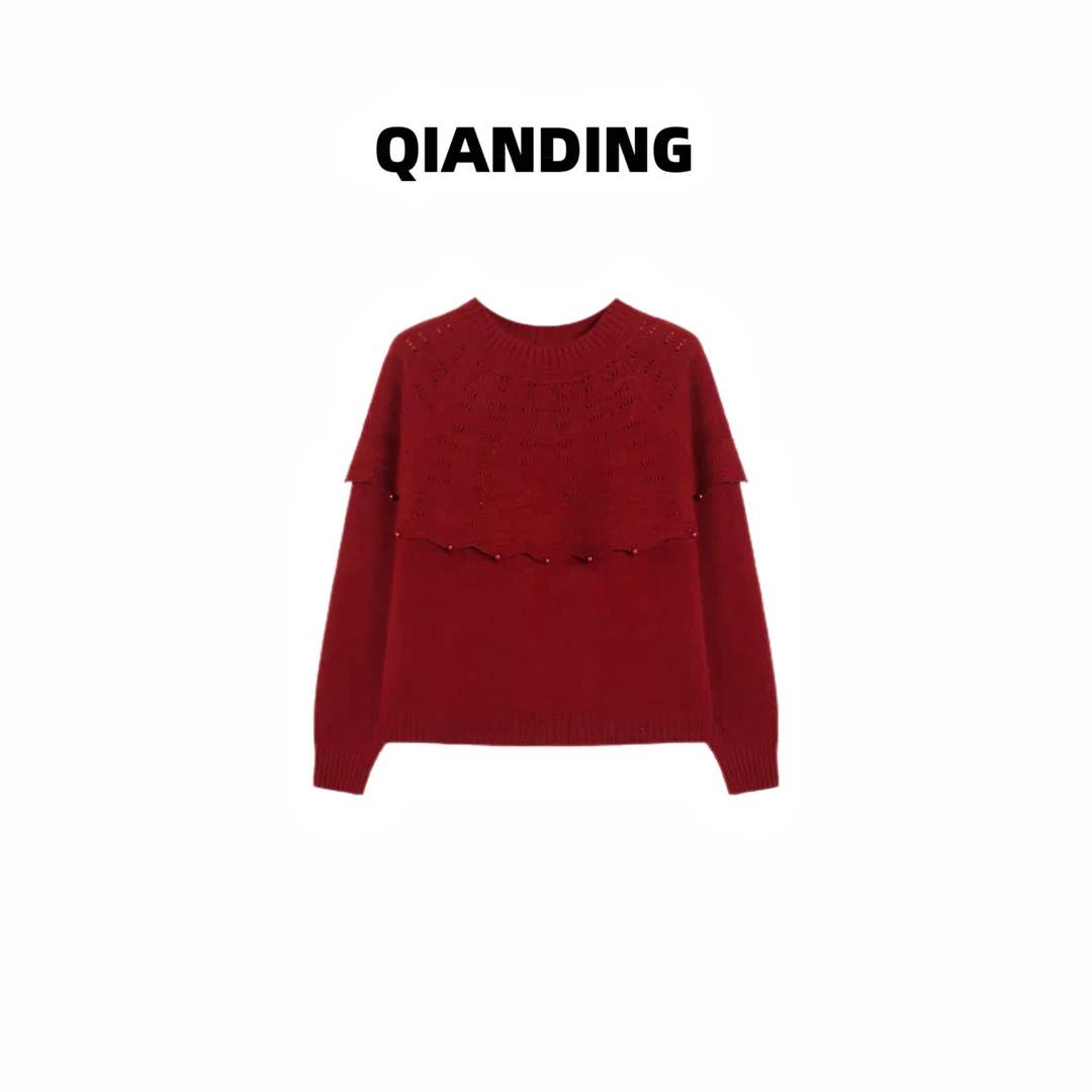 【QIANDING】【冬季学院】绵羊毛兔毛混纺针织时尚百搭毛衣F552