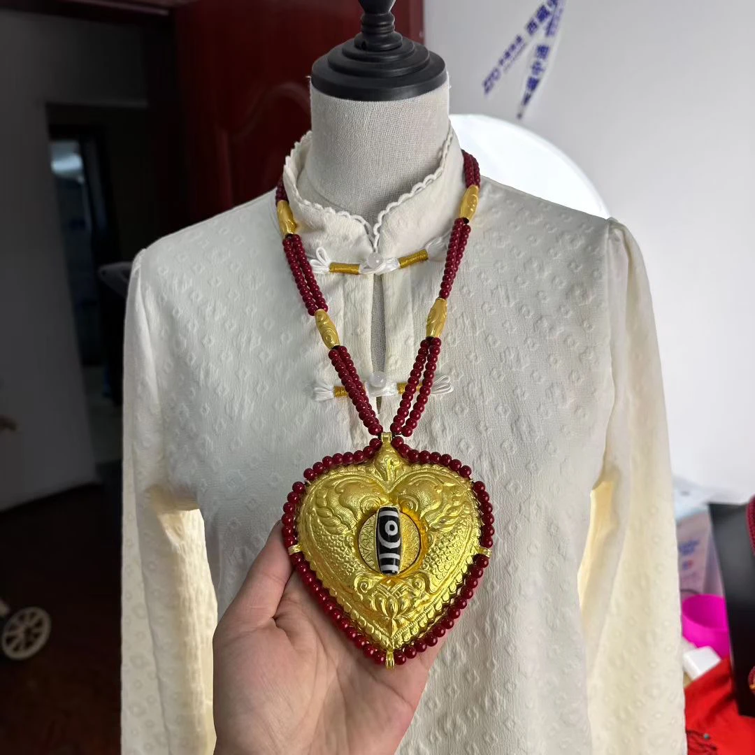 铜合金亚克力吊坠 西藏尼泊尔工艺黄铜镀金不掉色项链加大吊坠