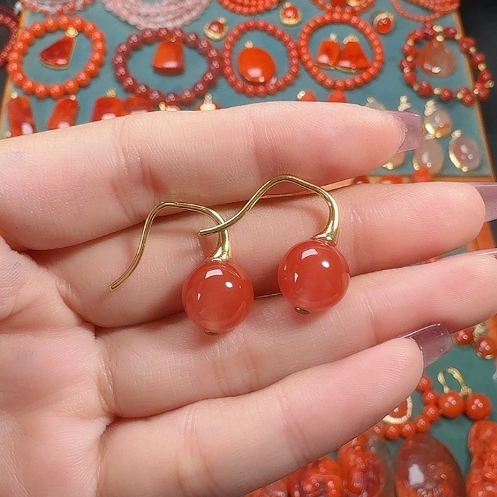 南红玛瑙银S925镶嵌10+