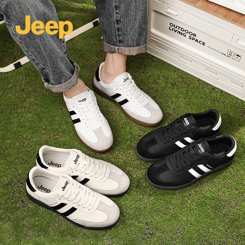 jeep吉普板鞋男鞋冬季款2025新款高级感真皮休闲小白鞋子男士潮鞋