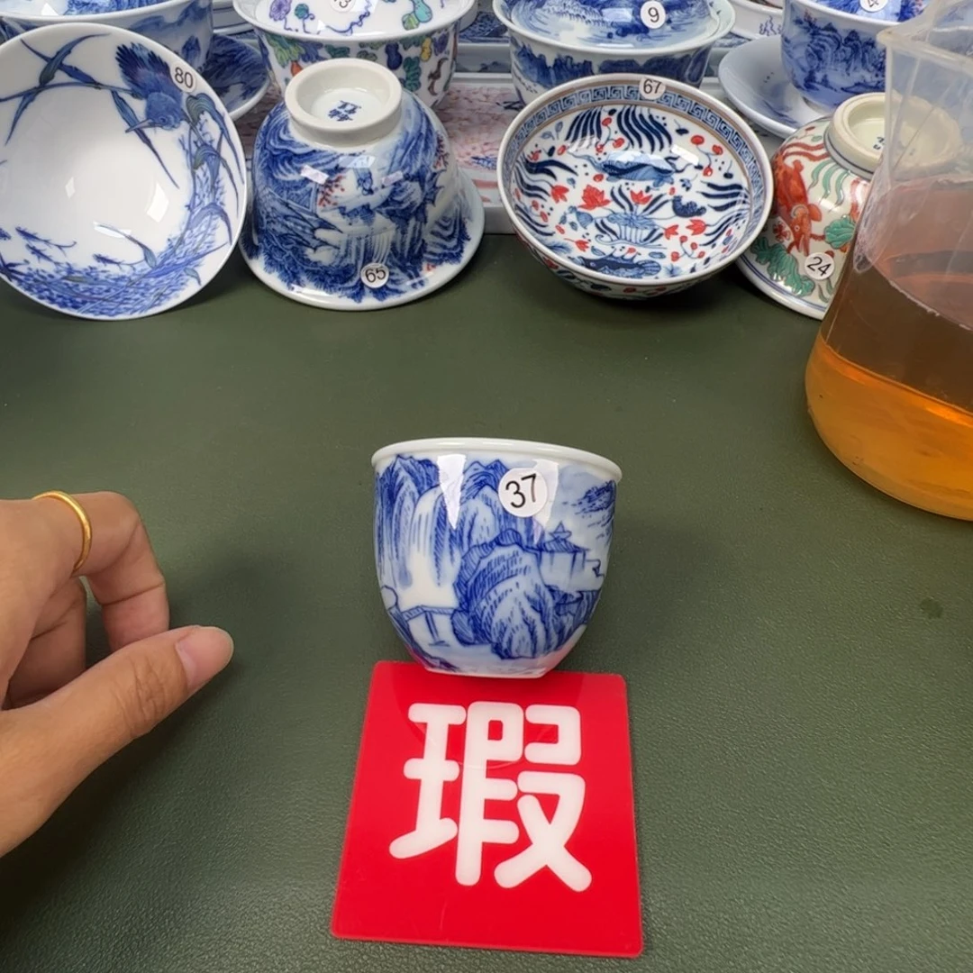 陶瓷景德镇纯手工纯手绘茶具木木37开片