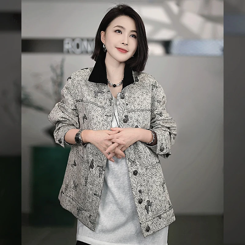 溶溶T【寻蝶花迹】RONGRONG 撞色翻领立体蝴蝶提花牛仔外套L24Q187W