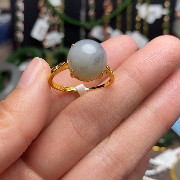 和田玉银S925镶嵌戒指