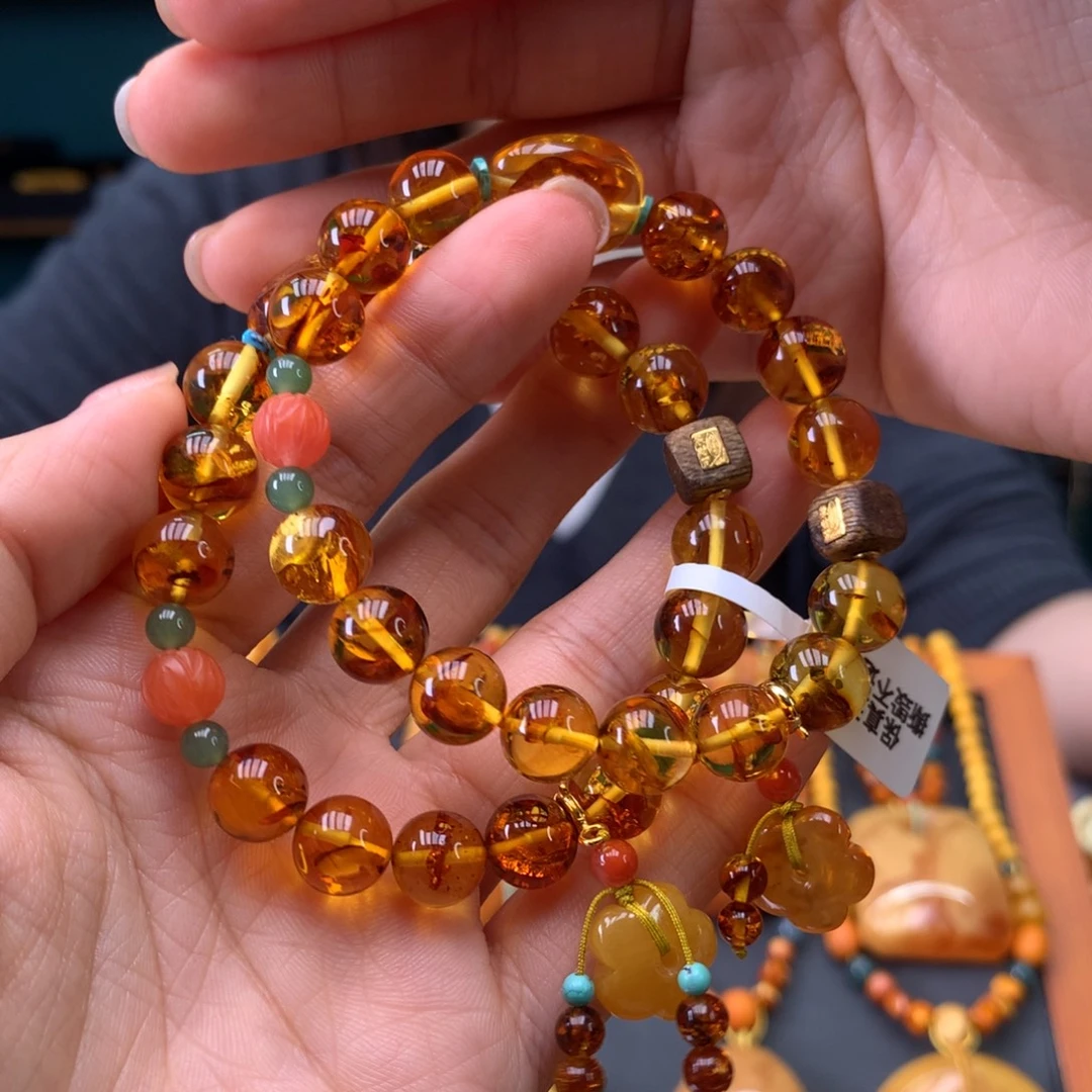 琥珀未镶嵌手串多样性发一