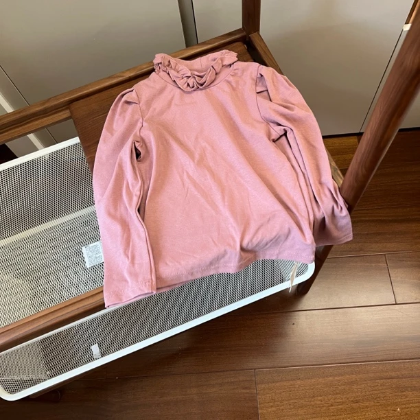 【编号Q476】3Q5109-09-儿童贴荷叶打底衫粉色-MIKO