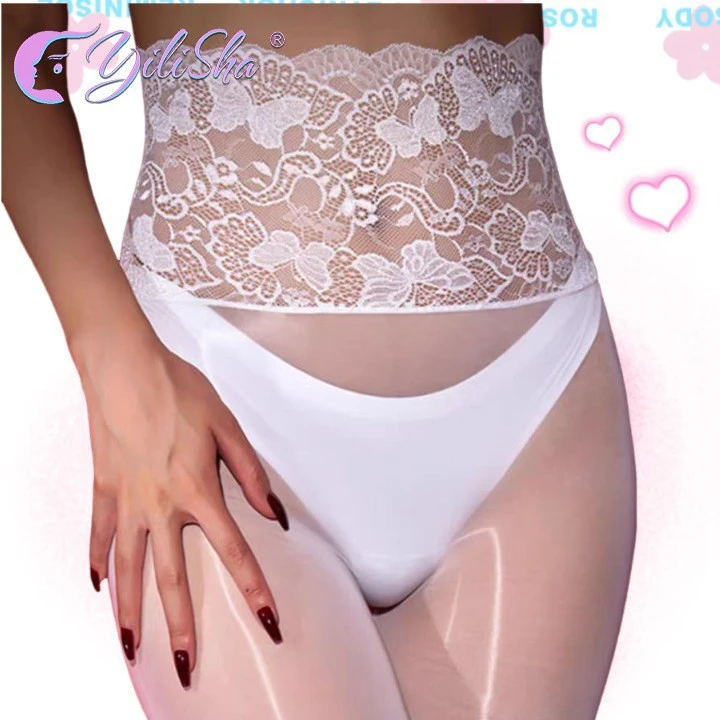 深裆极光无缝丝袜油光连裤袜蕾丝腰油亮丝滑水光丝袜马油袜