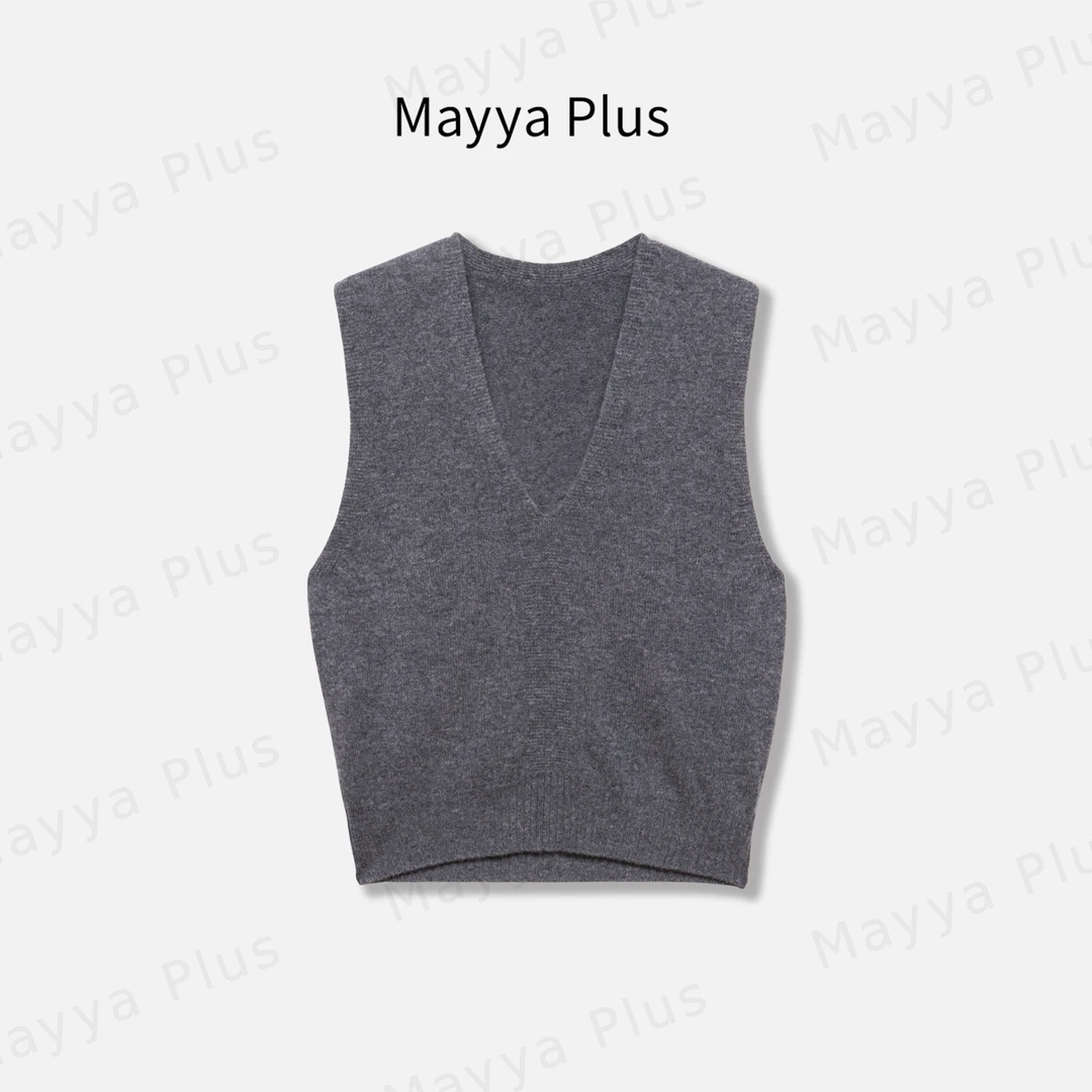 【实穿系】MayyaPlus麦芽定制气质流光风V领绵羊毛马甲上衣32546209