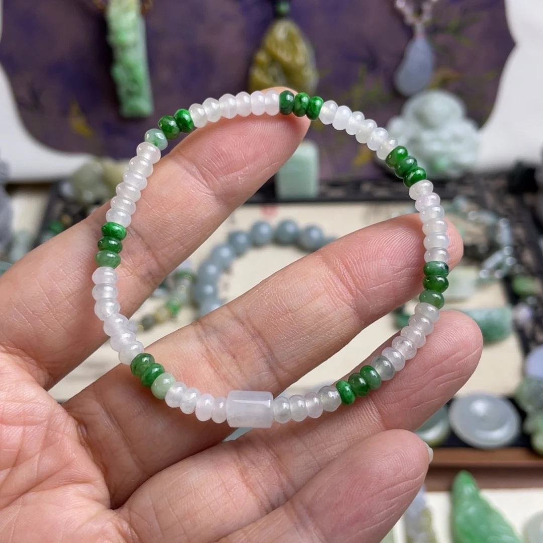 翡翠未镶嵌手链卡4.3算盘手链