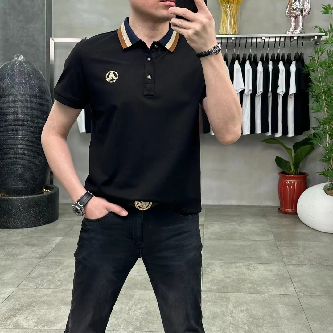 【34278】高品质佤沙服饰春夏新款蜂巢珠地高周波提花翻领POLO衫