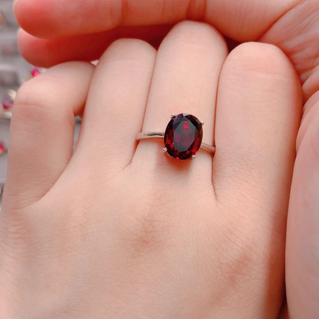 石榴石戒指银S925镶嵌
