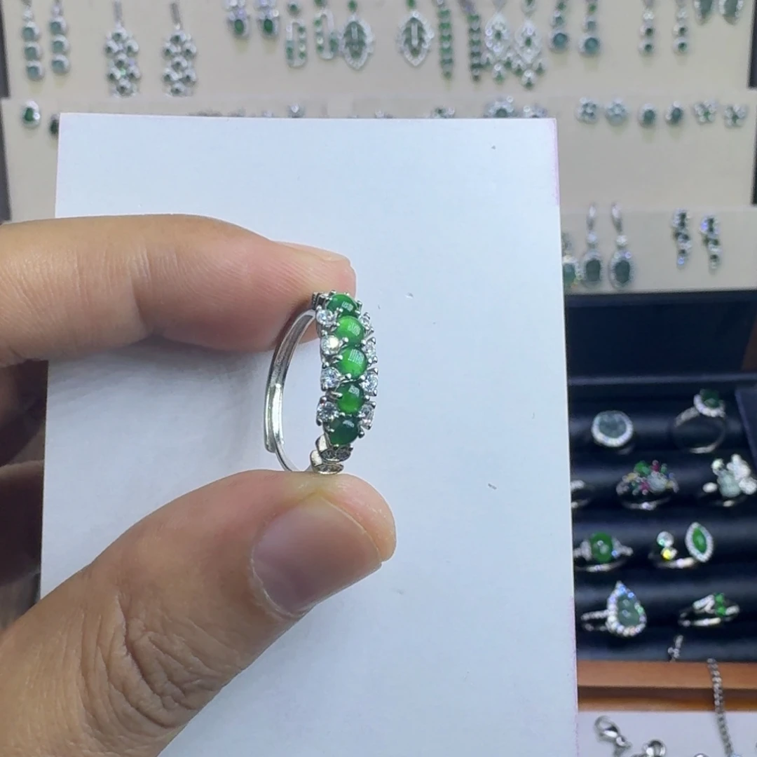 翡翠银S925镶嵌耳饰789