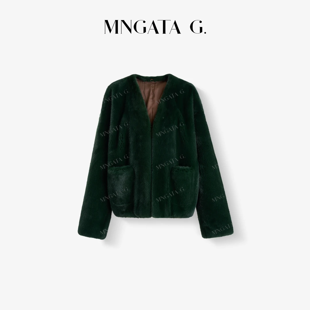 MNGATA G.宫小妍【曼奢水貂·帝王绿】SAGA短一秋冬国风外套5090150