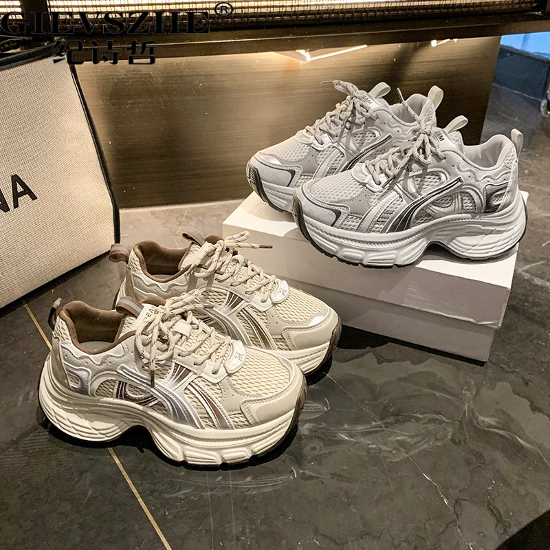 纪诗哲厚底老爹鞋女2025秋季新款厚底松糕鞋增高百搭运动休闲鞋女