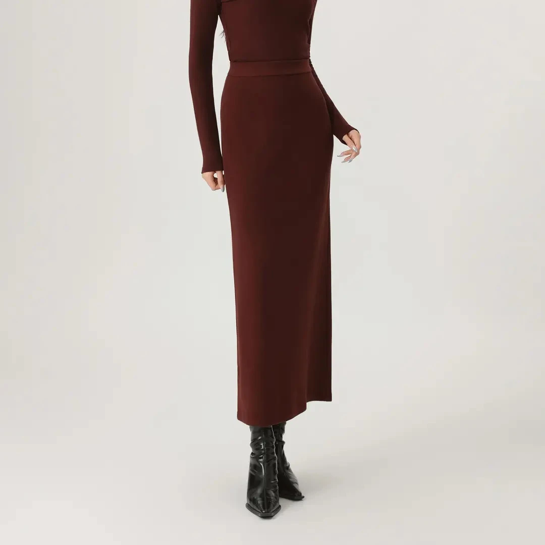 GIRDEAR/哥弟新款德绒百搭高腰时尚休闲中长款显瘦半身裙120047