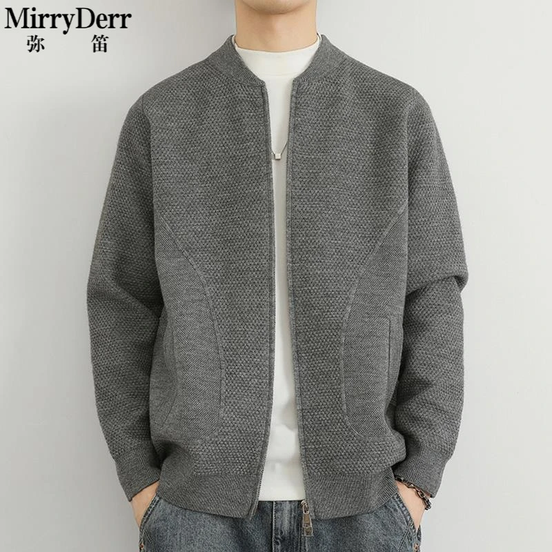 秋季男士针织开 衫潮牌2025宽松高端毛衣拉炼 炼 棒球领夹克外