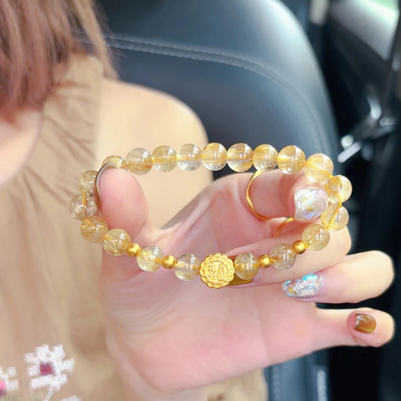 瑞诺黄金花好月圆月饼金手链女足金999手串中秋节礼物送女友老婆