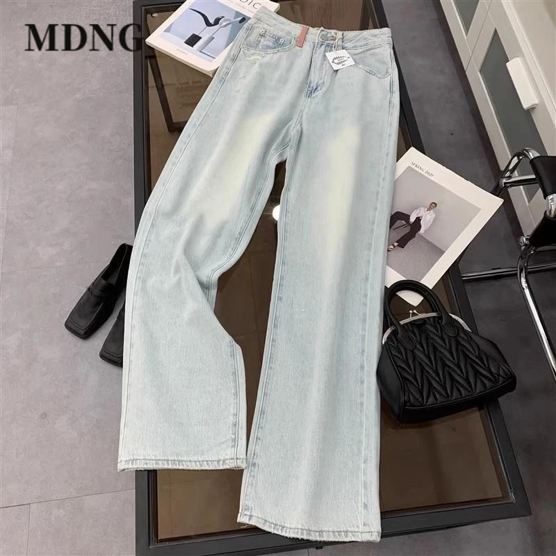 MDNG痞帅男款春夏季阔腿牛仔裤美式直筒宽松潮牌小众百搭休闲裤子