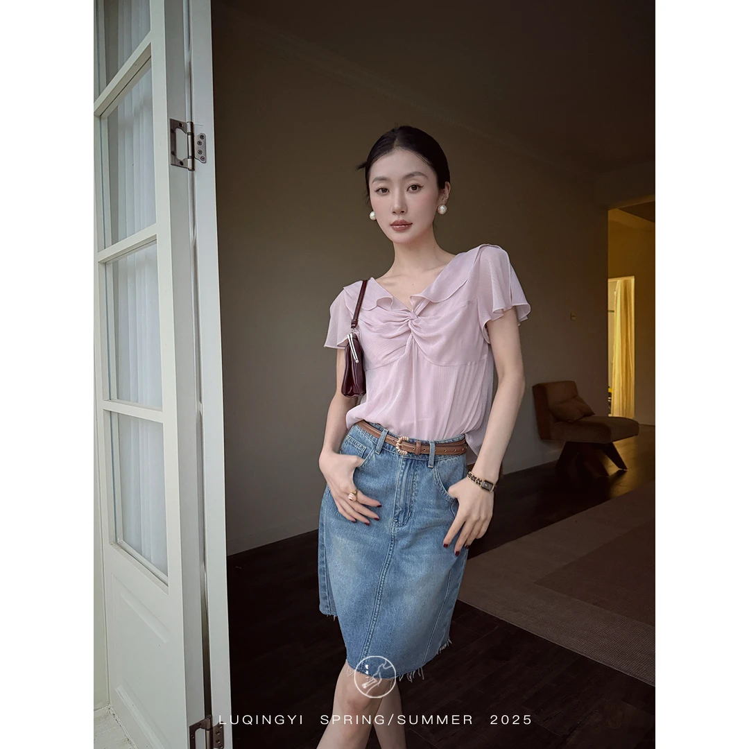 鹭青一原创【初桐】高棉水洗牛仔裙女分割线设计半身裙 L25N2205N