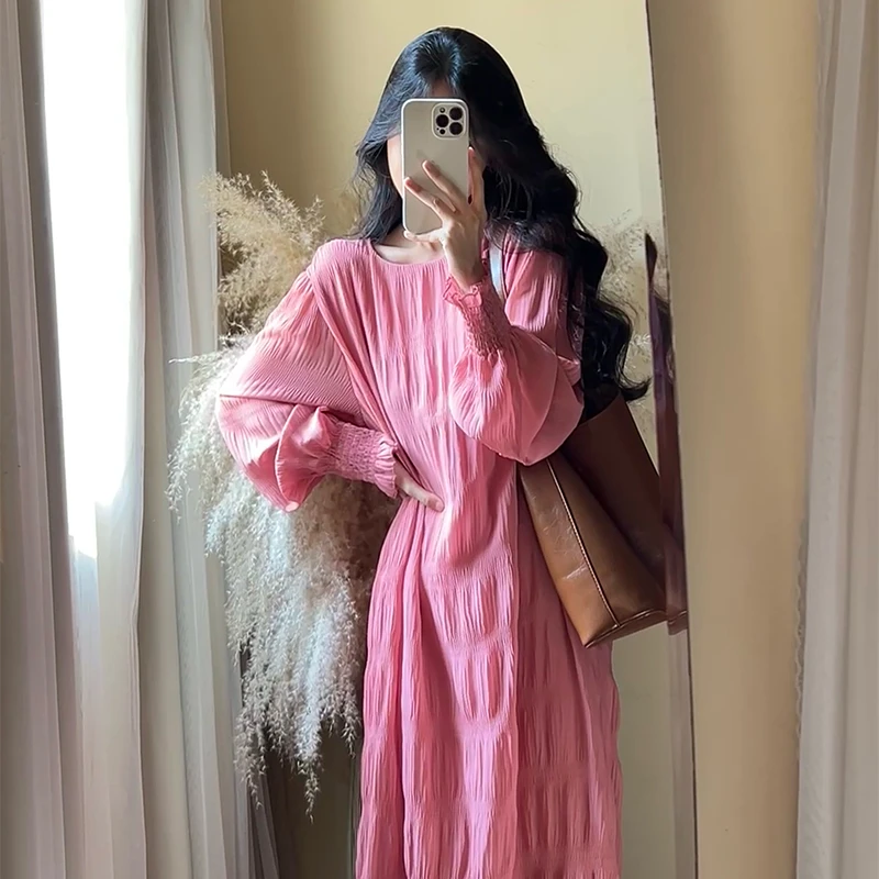 【ROUROU】荔枝气泡｜设计感褶皱肌理感温柔风甜美连衣裙Ro-2652