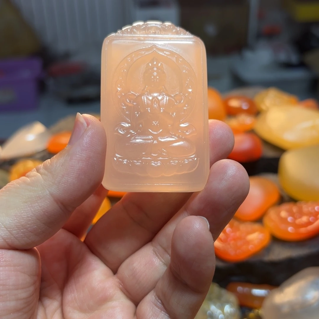 石英质玉挂件未镶嵌ι**偶