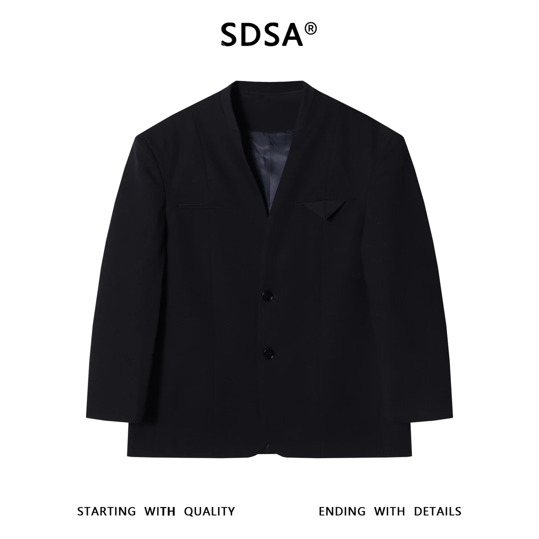 SDSA男士秋冬新款痞帅男装纯色休闲西装外套百搭时尚上衣宽松潮牌