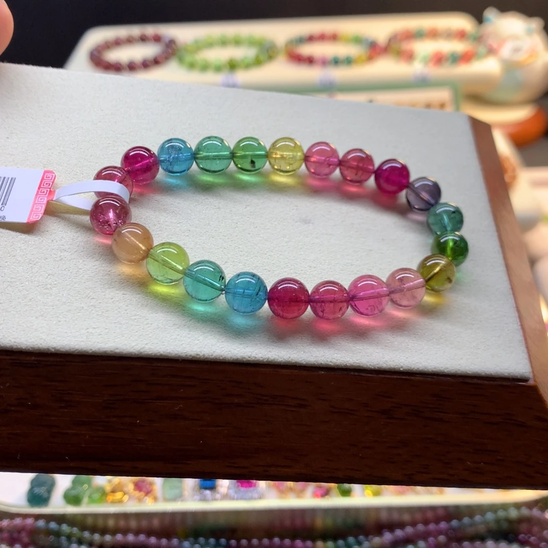 碧玺手串未镶嵌艳丽彩虹碧玺手链