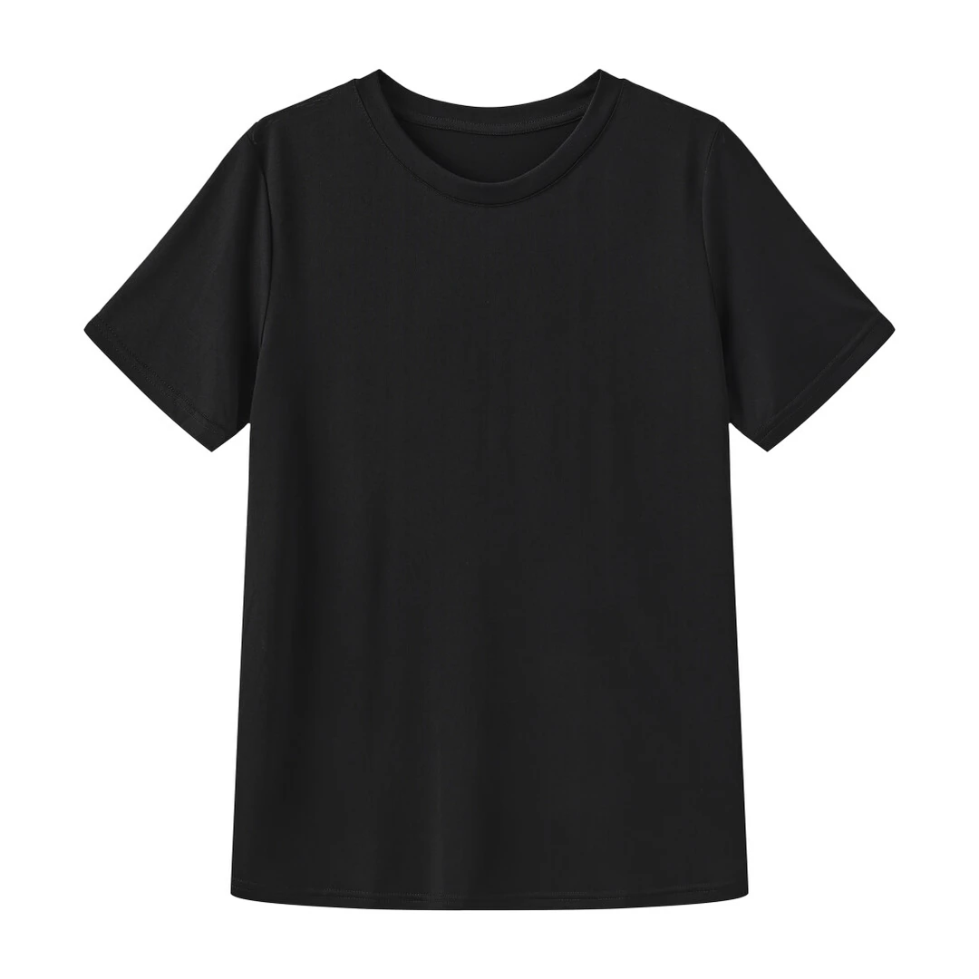 100%桑蚕丝弹针织力真丝加捻女士圆领短袖T恤上衣