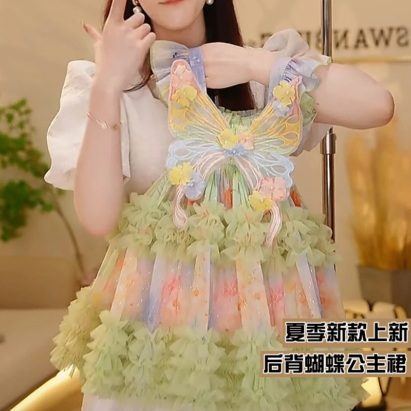 女童连衣裙2025夏季新款儿童洋气公主裙时尚宝宝海边度假蝴蝶裙子