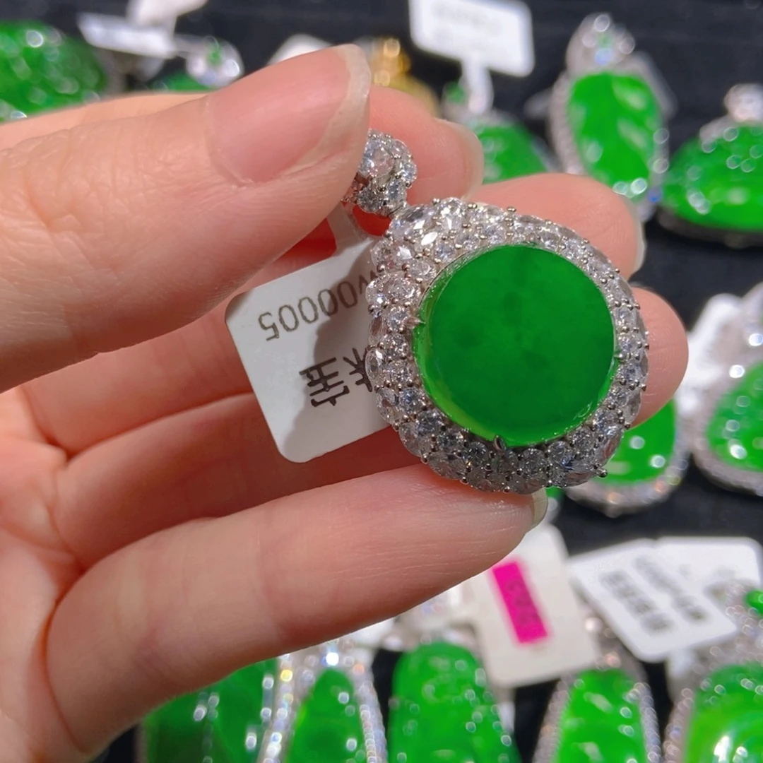 翡翠吊坠(不含链)银S925镶嵌