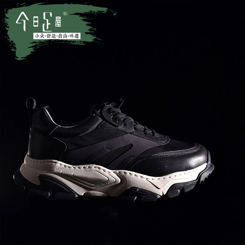 广州产老爹鞋男厚底增高运动鞋真皮拼色百搭舒适休闲板鞋男213080