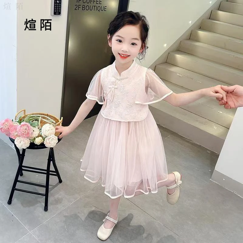 夏装春秋洋气纱裙2025新款儿童感国风公主裙新中式旗袍礼服中裙子