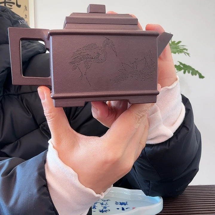 紫砂茶壶豆**?雅方280cc老紫泥