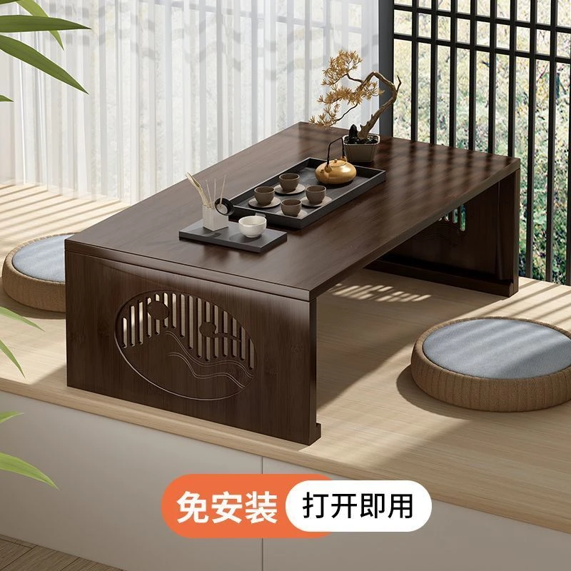 楠竹家用客厅矮茶几阳台落地桌子出租房围棋桌飘窗桌简约单桌子