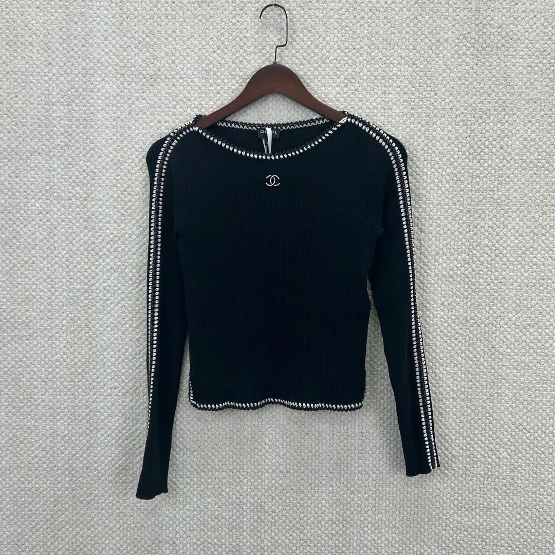 99新 Chanel/香奈儿 38码公价：16999 ys00149522C黑色打底针织衫