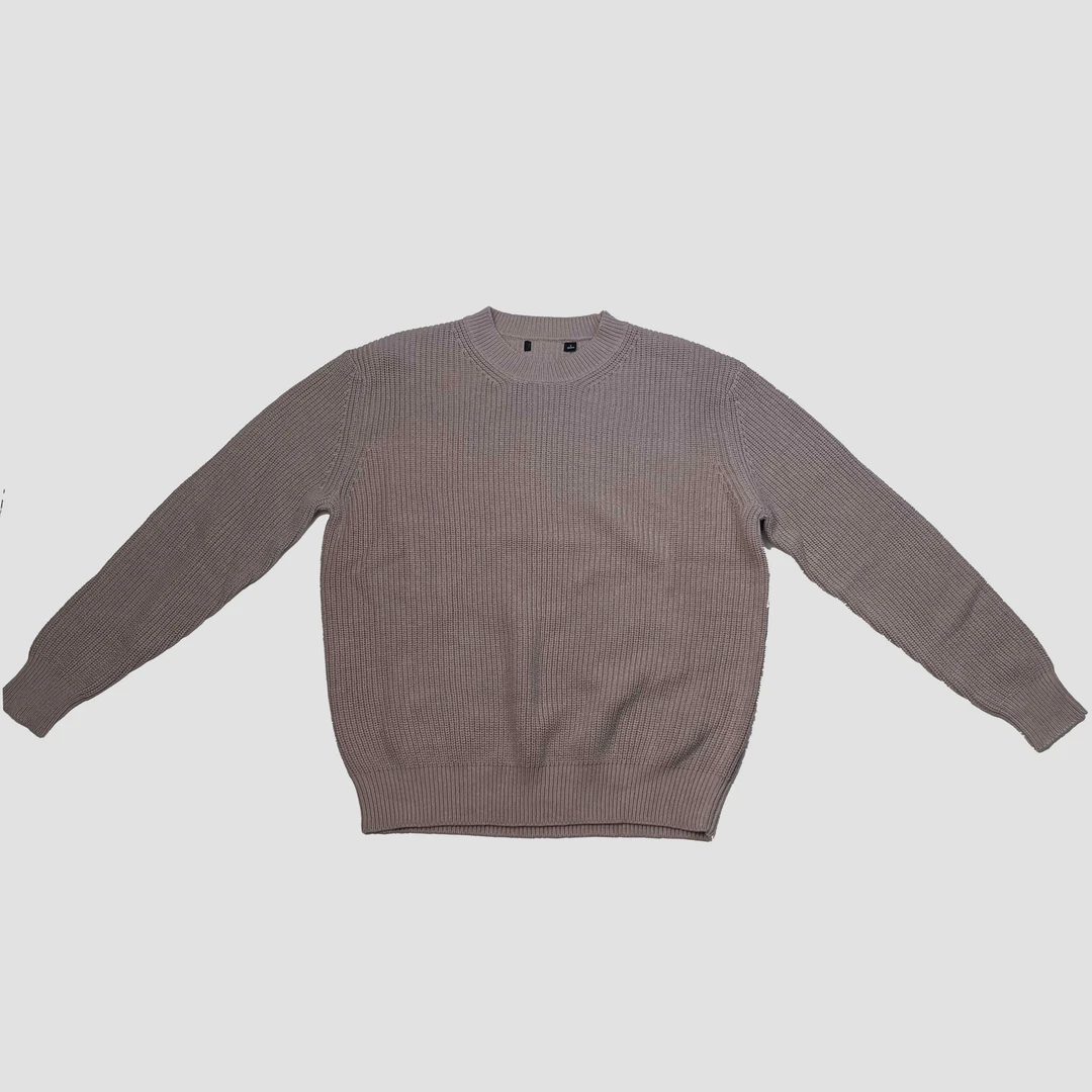 男款经典时尚男长袖简约条纹秋冬灰粉百搭针织休闲毛衣 BTEBA4304