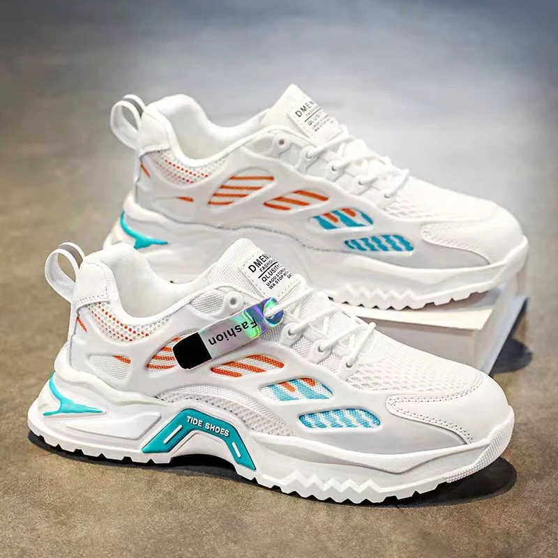 春秋男鞋透气2025新款青少年休闲百搭运动跑步网面防臭增高老爹鞋