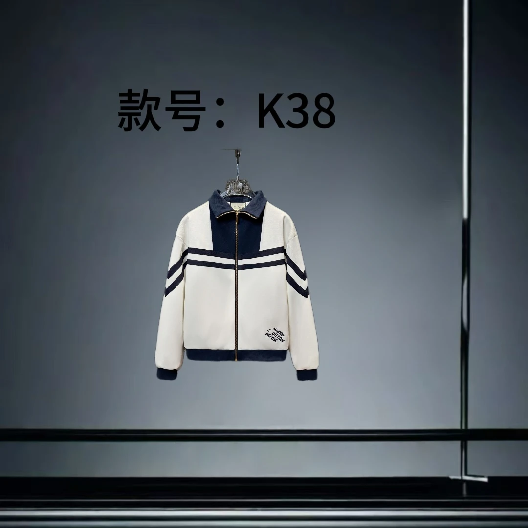 CB-K38-早秋时尚百搭新款黑白线条拼接卫衣外套