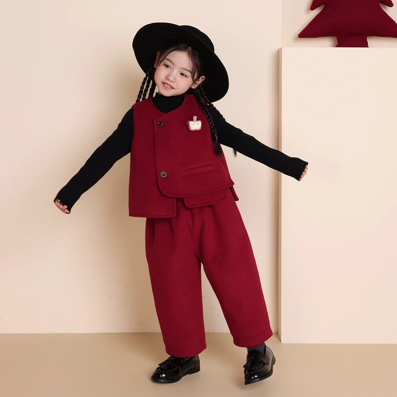 YAMIO杨梅家2025秋冬新款儿童中女童夹棉套装CF4028+CF4200